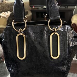 See By Chloe Black Shoulder Bag with Gold Rings